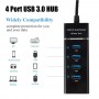 aafaqasia USB 3.0 Hub with 4 Ports 30cm Model 303 - Black USB 3.0 Hub with 4 Ports 30cm Model 303 - Black