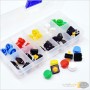 aafaqasia Tactile Push Button 25pcs + Tact Cap 12X12X7.3mm 25pcs/pack Smart Electronics Tactile Push Button Switch Momentary Mic